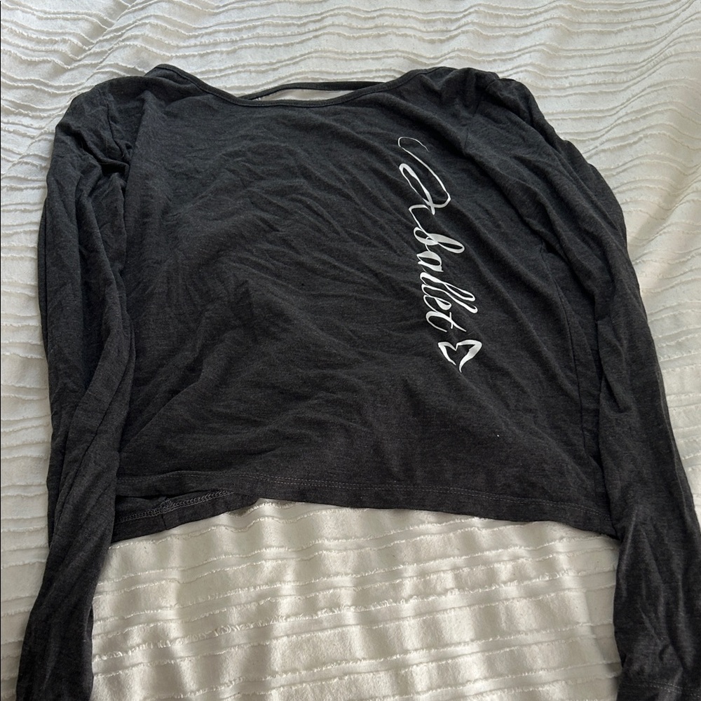Women's Black Long Sleeve Ballet shirt with open back